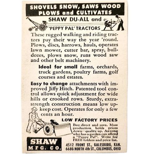 Pubblicità trattori pal - trattori, shaw